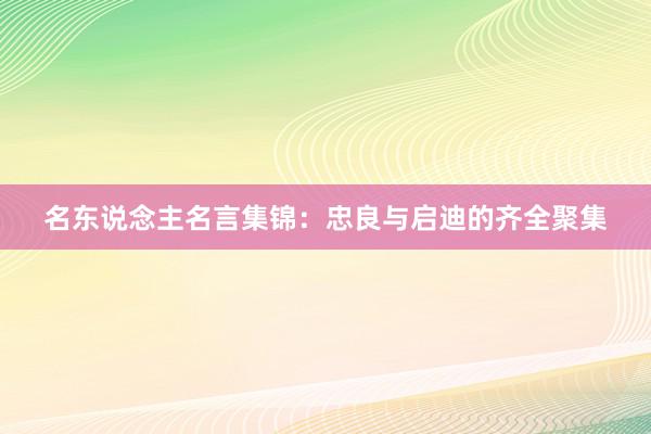 名东说念主名言集锦：忠良与启迪的齐全聚集